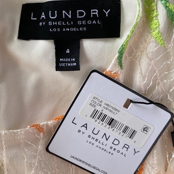 Laundry Shelli Segal Floral Embroidered A-Line Sleeveless Dress Lace Overlay - Picture 11 of 16